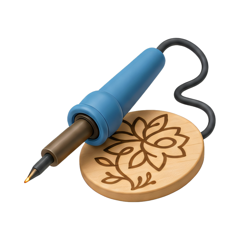 wood burning pen on display