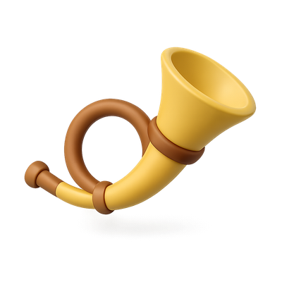 3D Icon of a Yellow Horn with Brown Accents