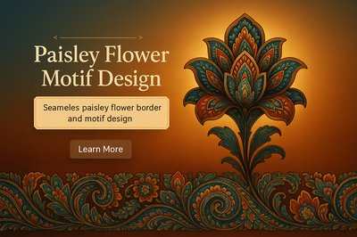Elegant Paisley Flower Motif Design for Textiles and Decor
