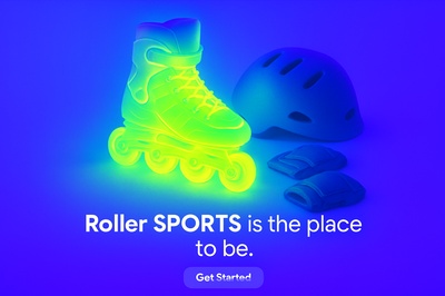 Vibrant Fluorescent Roller Sports Scene with Glowing Skates