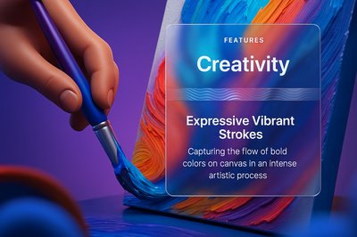 Creative Artist's Hands Painting Vibrant Strokes on Canvas