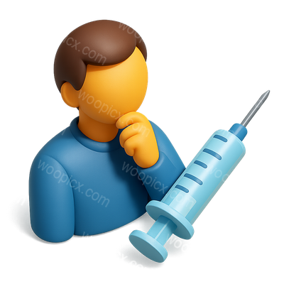 Contemplative 3D Syringe Icon with Person