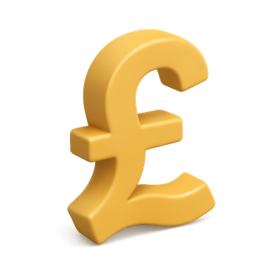 Stylized 3D Pound Icon in Isometric View