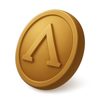 3D Golden Coin Icon with Symbol Design