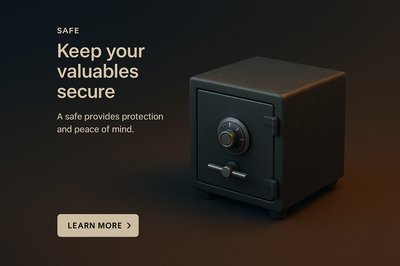 Realistic 3D Safe Scene with Text and Button