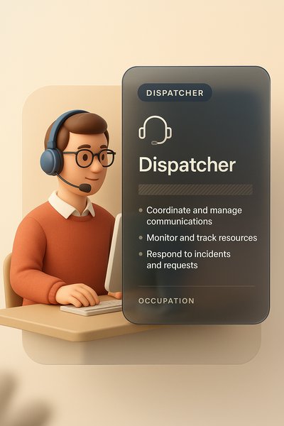 3D Illustration of a Dispatcher with Integrated Design Elements