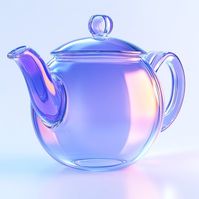 Elegant Transparent Glass Teapot with Soft Lighting
