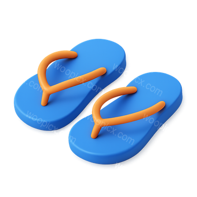 Stylish 3D Flip-Flops Icon in Isometric Design