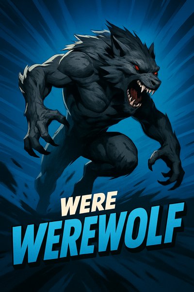 Dynamic Werewolf Illustration with Bold Typography