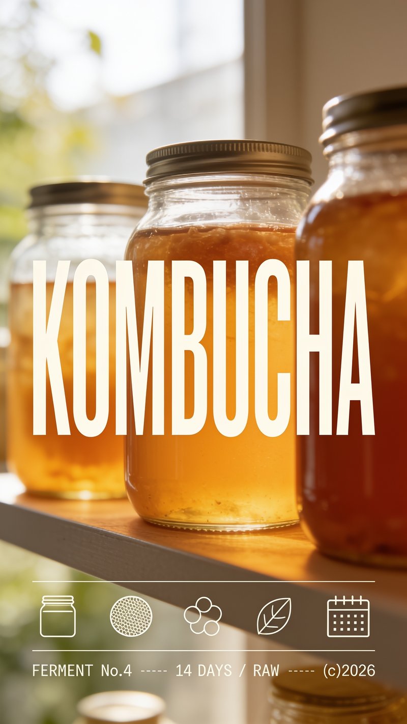 Refreshing kombucha in a glass
