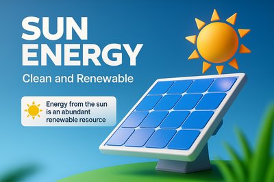 Stylish 3D Illustration of Solar Energy Concept
