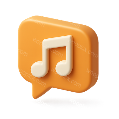 3D Musical Speech Bubble Icon with Notes