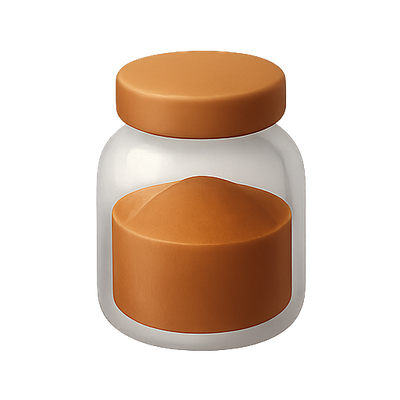 Stylized Glass Jar with Brown Lid and Substance Inside
