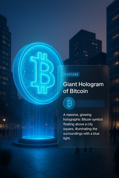 Giant Hologram of Bitcoin Illuminates City Square