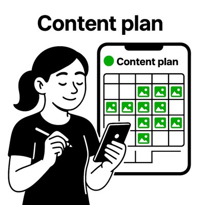 Illustration of a Content Planning Concept with Smartphone