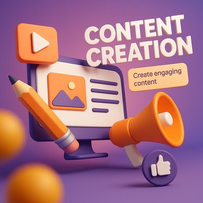 3D Illustration of Content Creation Tools and Concepts