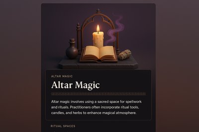 Enchanting 3D Altar Magic Illustration with Candle and Book