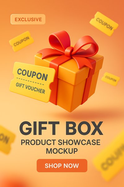 Colorful Gift Box Mockup for Promotions and Coupons