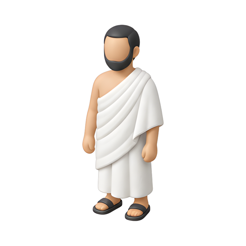 Hajj pilgrim in ihram garments