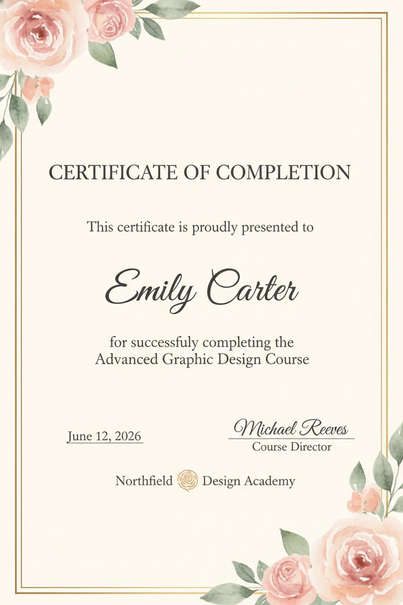 Elegant floral certificate design