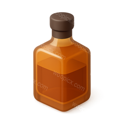 Stylized 3D Bourbon Bottle Icon with Isometric Design