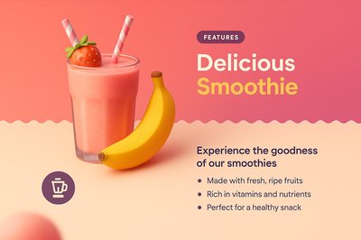 3D Designed Smoothie Landing Page with Features