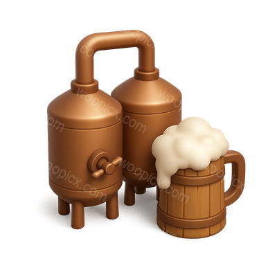 Stylized 3D Brewery Icon with Beer Mug