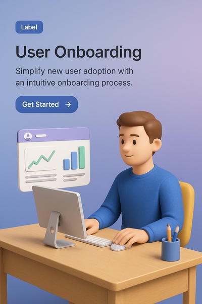 Detailed 3D Illustration of User Onboarding Process