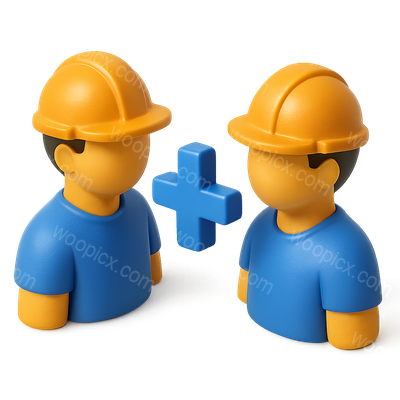 3D Icon of Two Workers Facing Each Other with Helmet