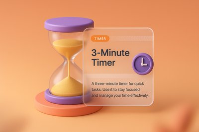 3D Illustration of a 3-Minute Timer on a Gradient Background