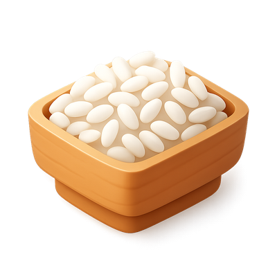 Stylized 3D Rice Icon in Isometric View