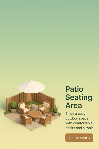 Stylish Patio Seating Area in 3D View