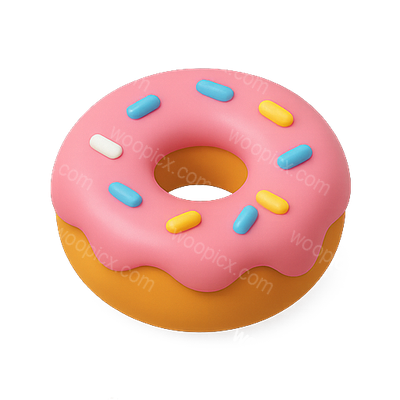 Colorful 3D Render of a Donut with Sprinkles