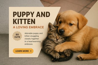 Adorable Puppy and Kitten in Loving Embrace
