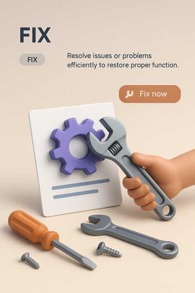 Detailed 3D Illustration of Tools for Fixing Issues