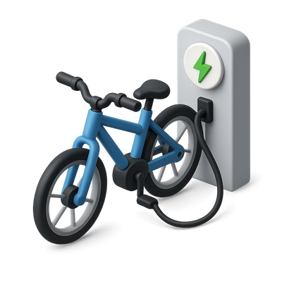 3D Electric Bike Charging Station Icon