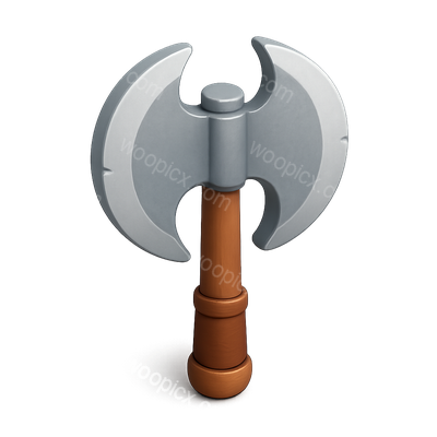 Stylized 3D Axe Icon with a Wooden Handle
