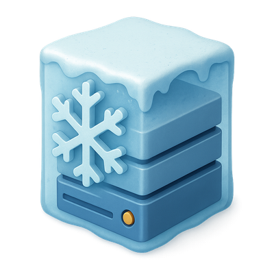 3D Frozen Storage Icon with Snowflake Design