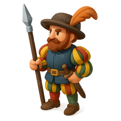 3D Icon of a Landsknecht Pike Mercenary in Isometric View