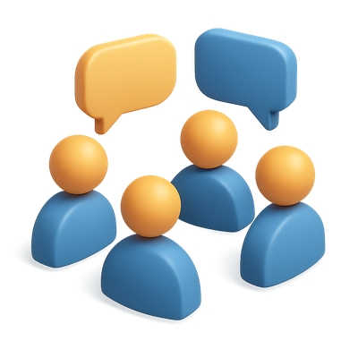 3D Icon of People Discussing with Speech Bubbles