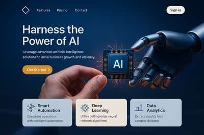 Dynamic AI Landing Page Design with Robotics Theme