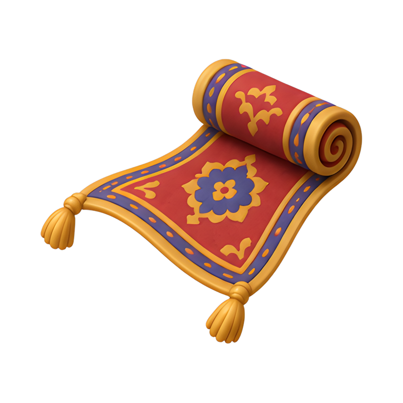 unfurling magic carpet with tassels