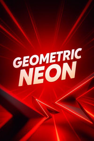Dynamic Neon Red Background with Geometric Elements