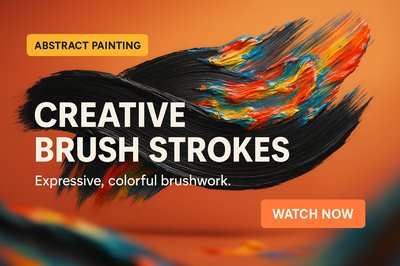Vibrant Abstract Painting Promotion with Brush Strokes