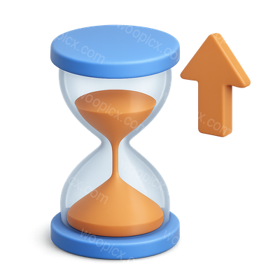 Stylish Hourglass with Upward Arrow Icon in 3D Design