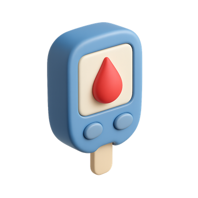 Stylized 3D Blood Sugar Monitor Icon Design