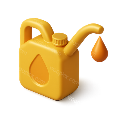 3D Oil Can Icon with Drop in Volumetric Style