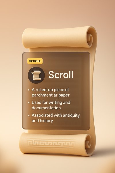 Minimalist 3D Design Featuring a Scroll with Text Overlay