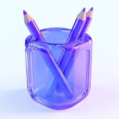 Stylish Purple Pencil Holder with Colored Pencils