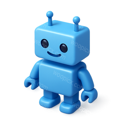 Cute 3D Robot Icon with Transparent Background